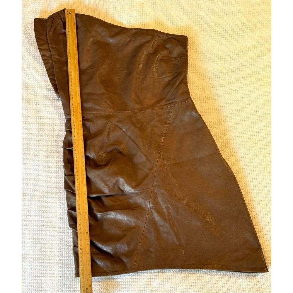 Lamarque Corey 100% Soft Leather Draped One Shoulder Lined Mini Dress Small - Picture 10 of 13